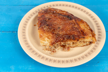 Burek Traditional Pie With Meat Served On The Plate