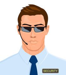 Portrait of a male professional guard. Vector illustration.
