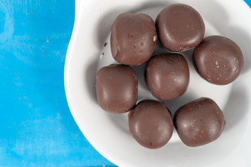 Homemade Chocolate Balls Cookies Served On The Plate