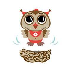 Owl baby starts flying