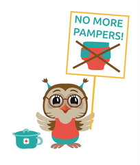 Little Owl grow up. Vector illustration.