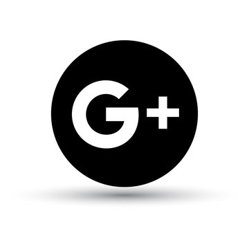 VORONEZH, RUSSIA - JANUARY 31, 2020: Google Plus logo black round icon with shadow