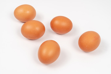Chicken Raw Eggs Isolated Above White Background