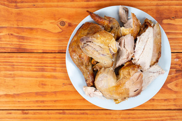 Sliced Baked Chicken Meat Served On The Plate