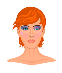 Woman's face with makeup. Vector illustration.