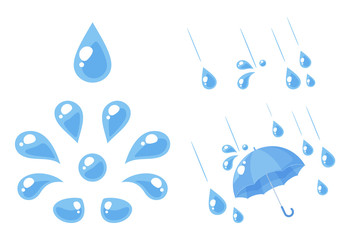 雨粒のイラスト素材セット