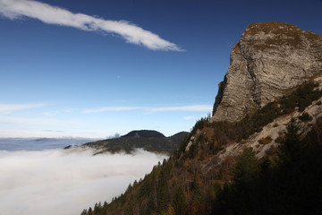 Fototapeta na wymiar Swiss mountains with a sea of clouds