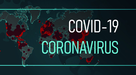 world coronavirus spread map cover art COVID-19 Global info vector title