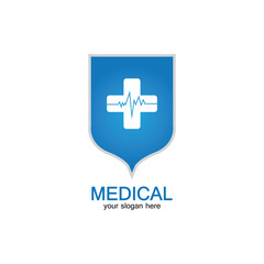 Shield icon with Medical pharmacy Isolated on White Background