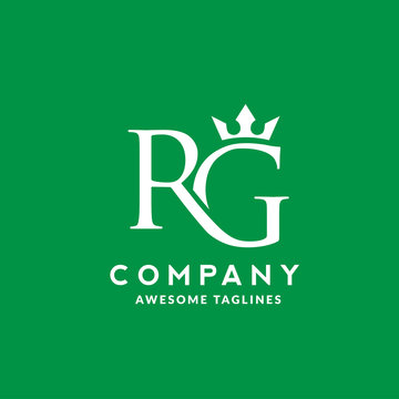 elegant initial letter rg with crown logo vector, Creative Lettering Logo Vector Illustration.