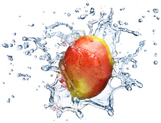 Mango in spray of water.