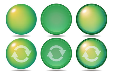 緑色のアイコン　ボタン　リピート　ベクターセット