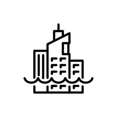Sea Level Rise Line Vector Icon Style Illustration.