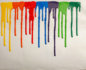 Advertisement of paint colors, colorful acrylic paint dripping