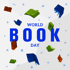 World Book Day Vector Background Illustration Flat Style with Confetti 