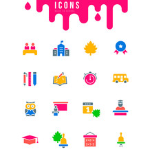 Set of Simple Icons of Back to School