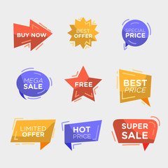 Sale Badge Collection Pricing Sticker Set Price Tag Best Offer Label Isolated Vector Illustration Flat Style 3D