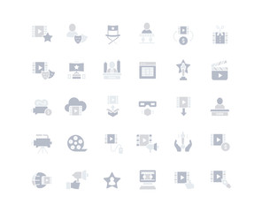 Set of Simple Icons of Cinema Business