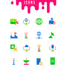 Set of Simple Icons of Communication Service