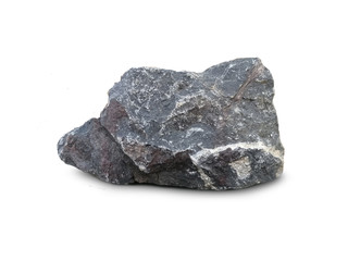 Limestone isolated on white background. Limestone is a sedimentary rock composed mostly of the mineral calcite.