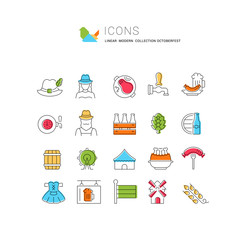 Set Vector Line Icons of Octoberfest