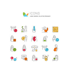Set Vector Line Icons of Pregnancy.