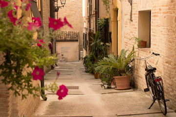 Fototapeta na wymiar A small street in the town of Porto San Giorgio in Italy