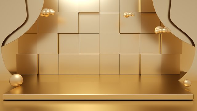 Creative drawing of 3D simulation scene color product exhibition stand