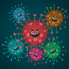 Coronavirus characterized view, vector illustration