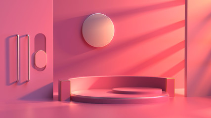 Creative drawing of 3D simulation scene color product exhibition stand