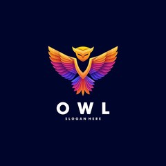Vector Logo Illustration Owl Gradient Colorful Style.