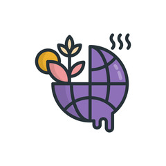 Global Garming Outline Filled Vector Icon Style Illustration