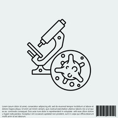 Virus, bacteria and microscope line, linear icon, symbol, sign. coronavirus, COVID-19 icon, logo black on white background. 2019-ncov simple
