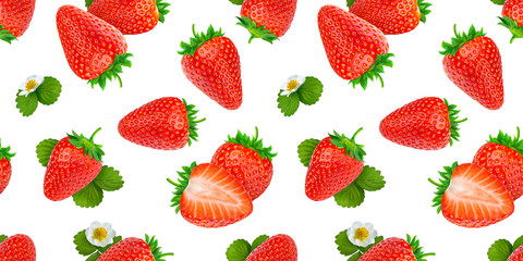 Strawberry seamless pattern isolated on white background