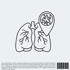 Virus, bacteria and lungs line, linear icon, symbol, sign. coronavirus, COVID-19 icon, logo black on white background.