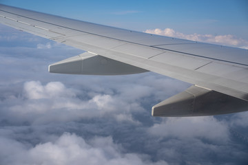 Fototapeta na wymiar Flying in airplane 