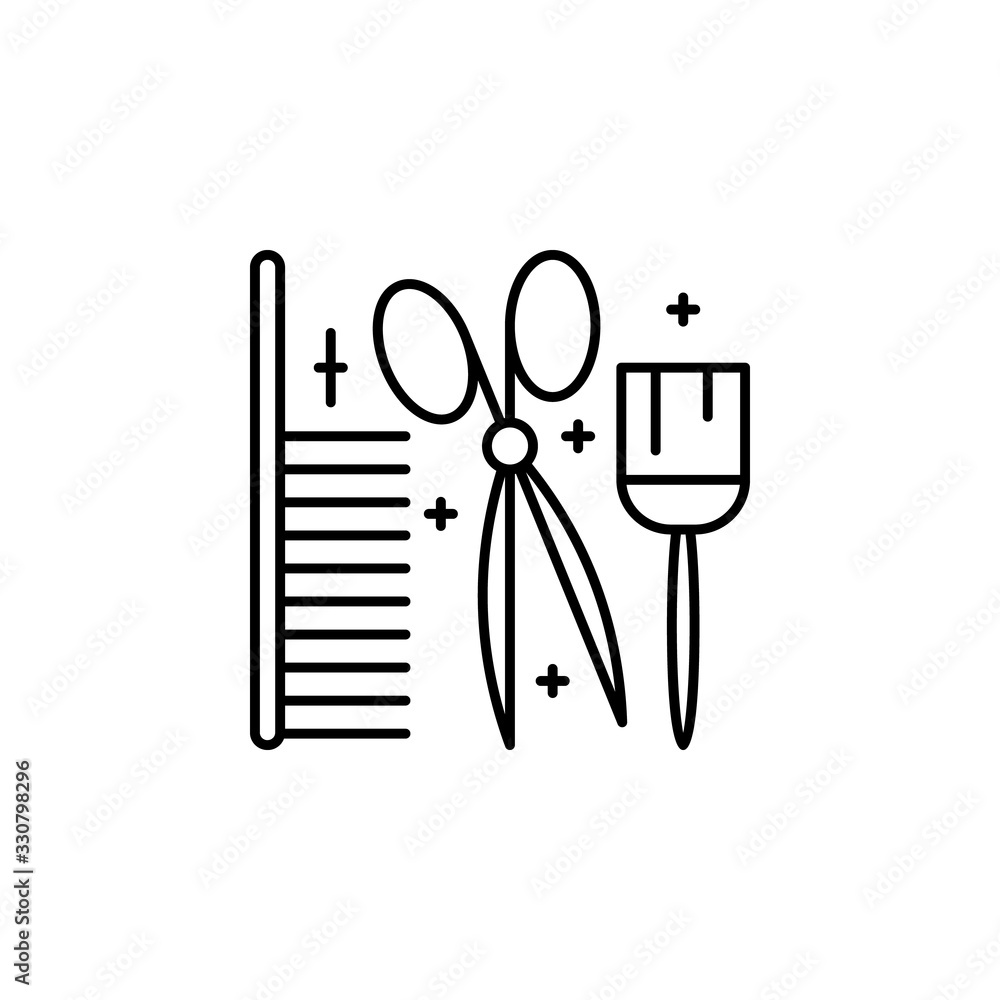 Poster comb, scissors, brush icon. simple line, outline vector elements of luxury life for ui and ux, websi