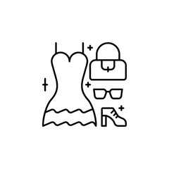 Dress, bag, glasses, shoes icon. Simple line, outline vector elements of luxury life for ui and ux, website or mobile application