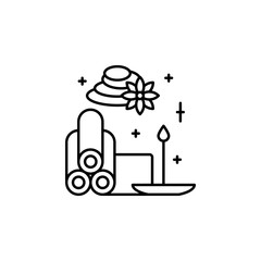 Towel, stones, candle icon. Simple line, outline vector elements of luxury life for ui and ux, website or mobile application