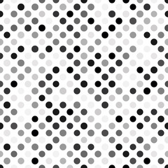 Seamless polka dot pattern. Grey dots in random sizes on white background. Vector illustration © pyty