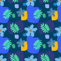 Obraz premium Seamless floral pattern. Background in small flowers for textiles, fabrics, cotton fabric, covers, wallpaper, print, gift wrapping, postcard, scrapbooking.