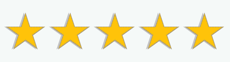 Five stars customer product rating review flat icon for apps and websites.