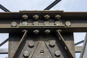Steel Bridge frame close up. Toned image
