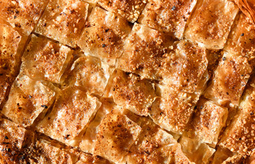 close up of homemade baklava