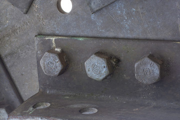 Steel Bridge frame close up. Toned image