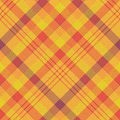 Seamless pattern in great cozy yellow, red and orange colors for plaid, fabric, textile, clothes, tablecloth and other things. Vector image. 2