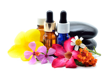 Essence oil, zen stone and calamansi in spa concept