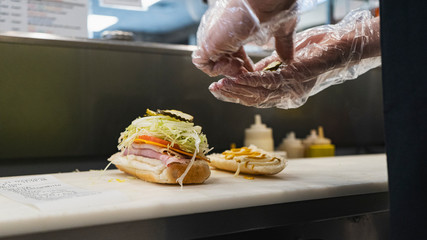 Club Sandwich Being Made In A Deli