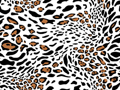 Leopard skin seamless vector pattern. Abstract exotic animal fur print