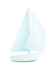 Isolated Clip art Yacht oceanic sailing boat simple light empty flat design with nobody.
